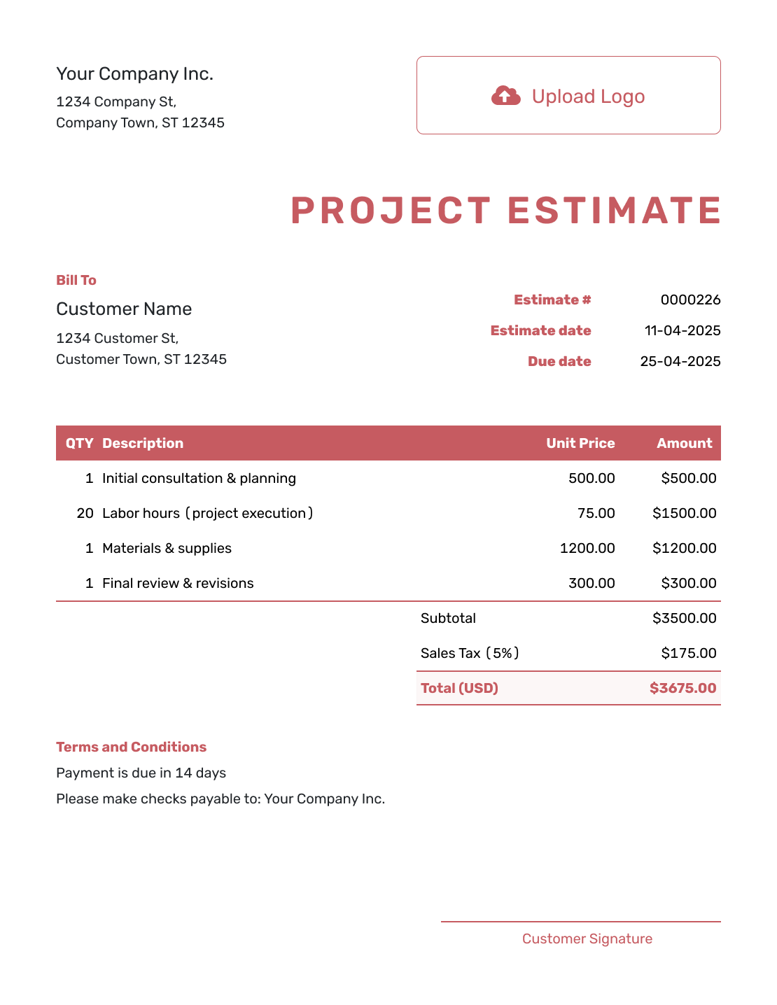 free project estimate template free project estimate template