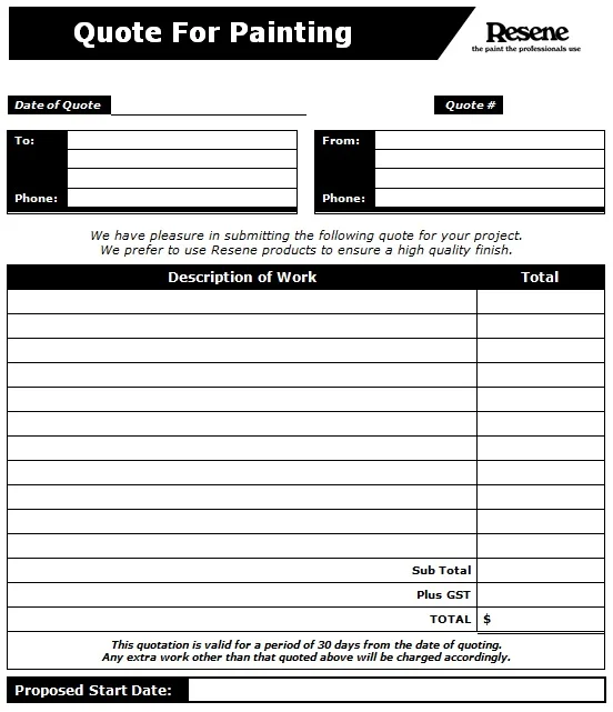 painting estimate template free download painting estimate template free download