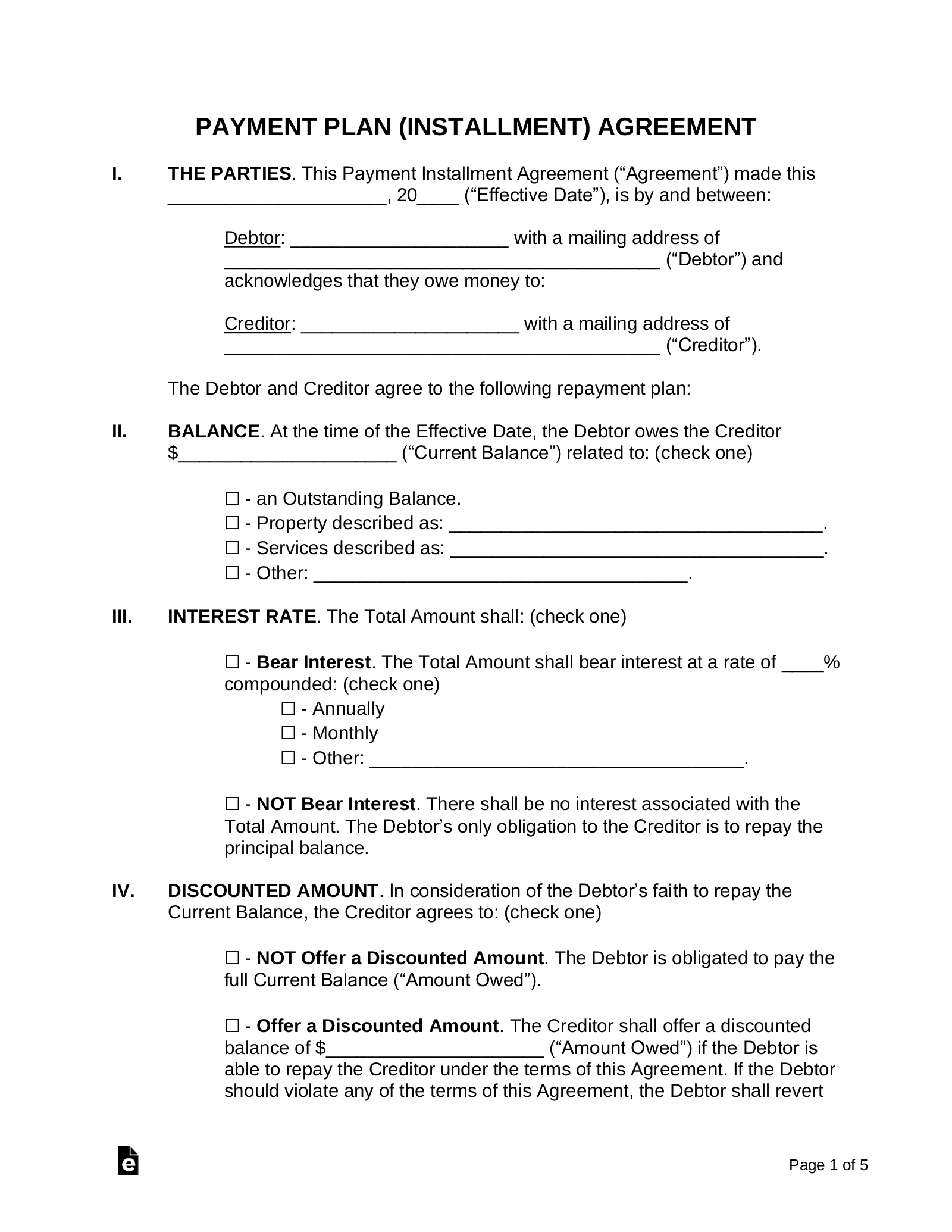 payment plan agreement form payment plan agreement form