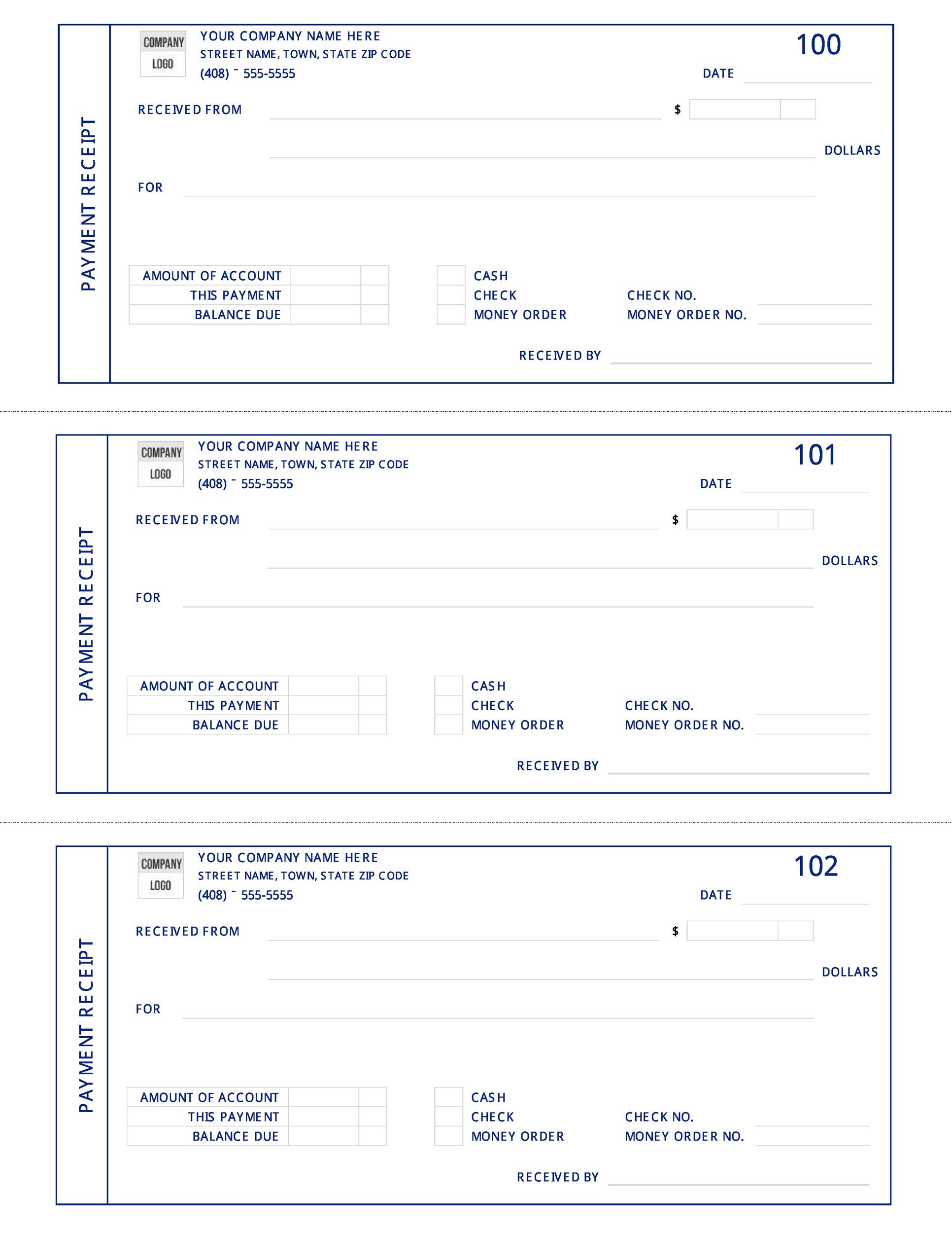 payment receipt sample word payment receipt sample word