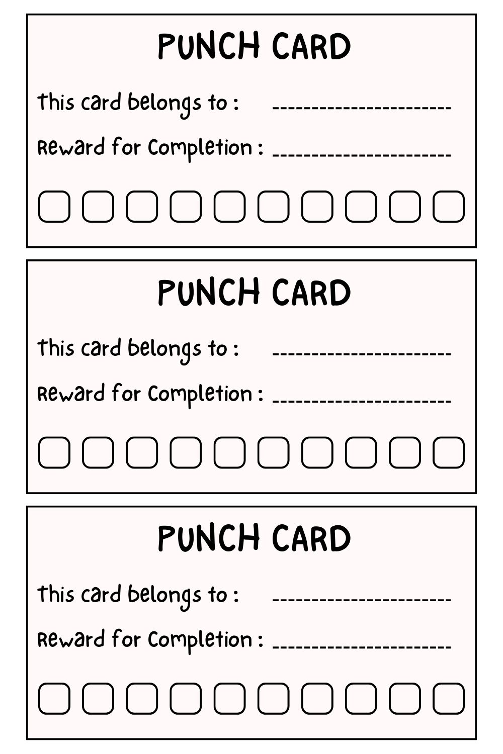 printable punch card templates printable punch card templates