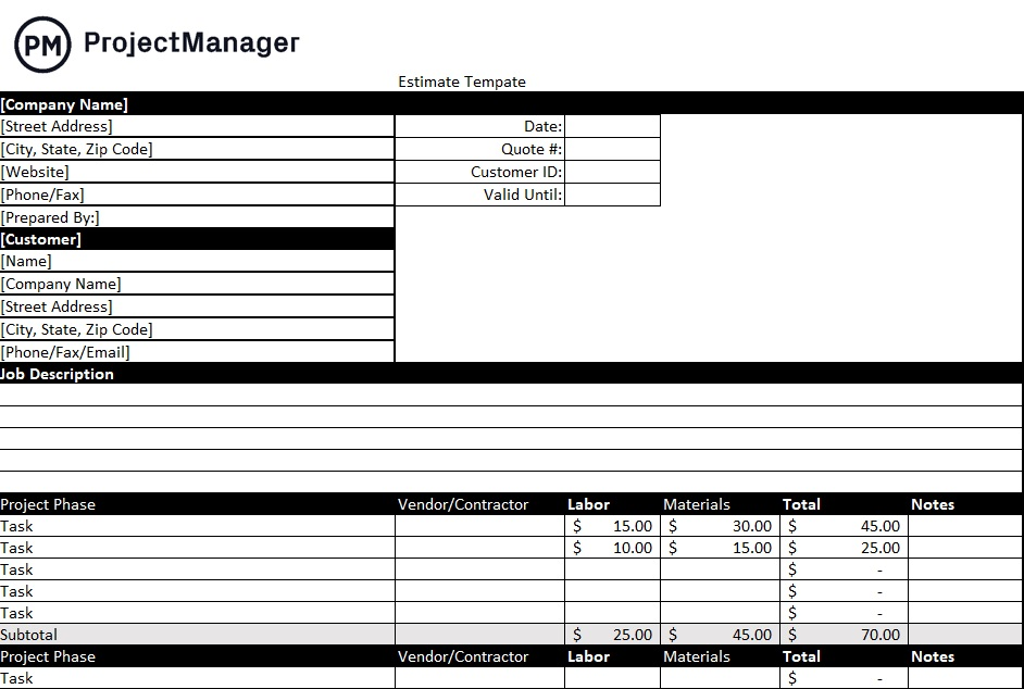 project time estimate template project time estimate template