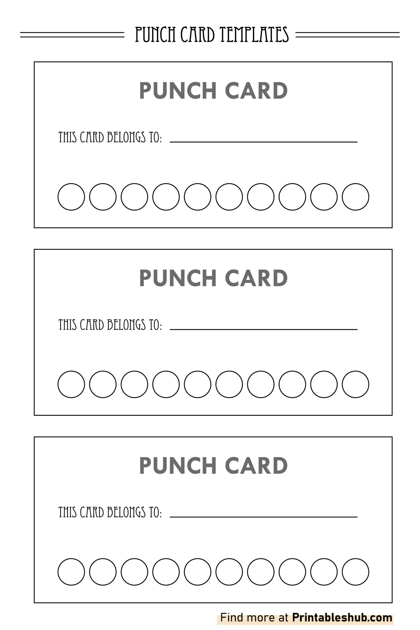 punch card template for kids punch card template for kids