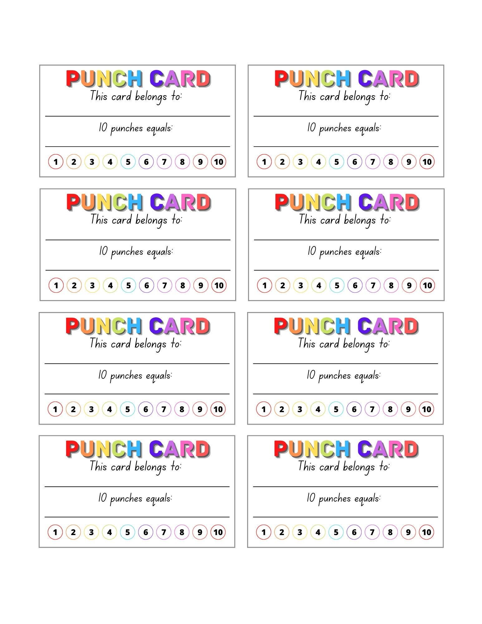 punch card template free punch card template free