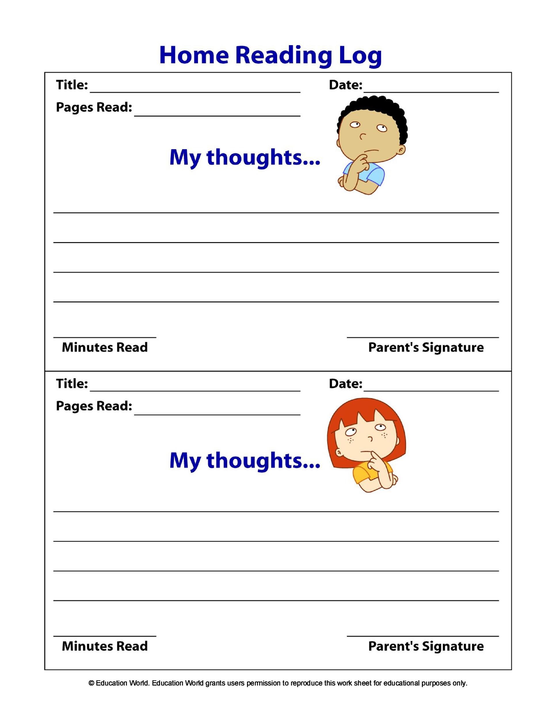 reading log printable template reading log printable template