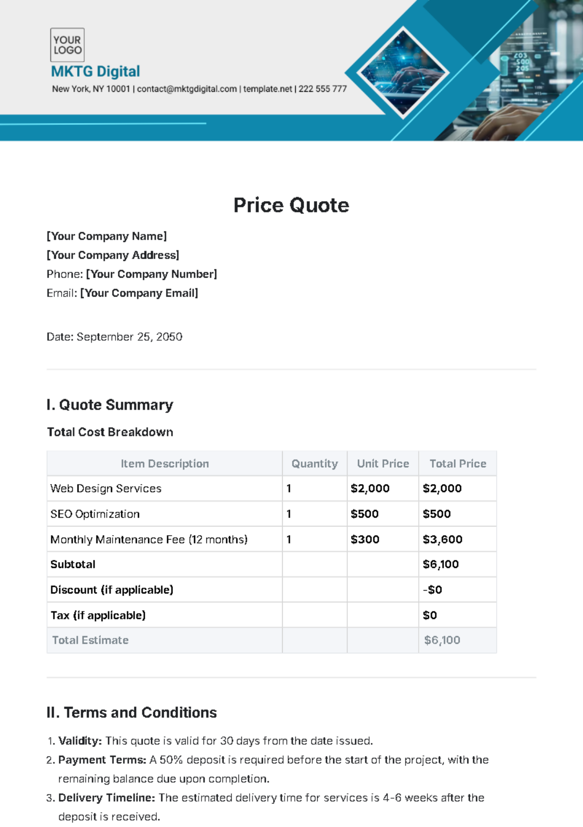 sample price quotation format sample price quotation format